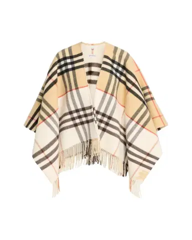 Burberry Contrast Check Cashmere-Wool Cape | Thumbnail 1