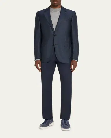 Zegna Men's Micro-Woven Cashmere and Silk Two-Button Sport Coat | Thumbnail 2 Zegna Men's Micro-Woven Cashmere and Silk Two-Button Sport Coat | Thumbnail 2