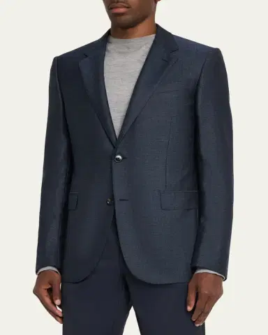 Zegna Men's Micro-Woven Cashmere and Silk Two-Button Sport Coat | Thumbnail 4 Zegna Men's Micro-Woven Cashmere and Silk Two-Button Sport Coat | Thumbnail 4