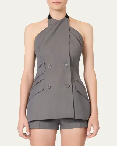 Max Mara Cali Double-Breasted Crisscross Halter Top | Thumbnail 4