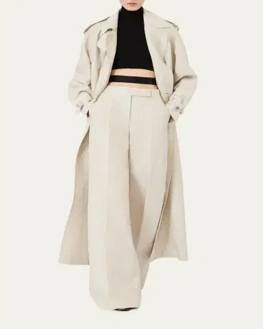 Max Mara Pure Linen Drill Double-Breasted Duster Coat | Thumbnail 4
