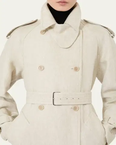 Max Mara Pure Linen Drill Double-Breasted Duster Coat | Thumbnail 5
