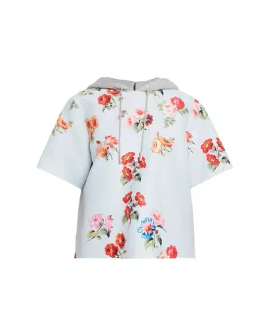 Brandon Maxwell The Aine Floral Silk Faille Short-Sleeve Hoodie | Thumbnail 1 Brandon Maxwell The Aine Floral Silk Faille Short-Sleeve Hoodie | Thumbnail 1