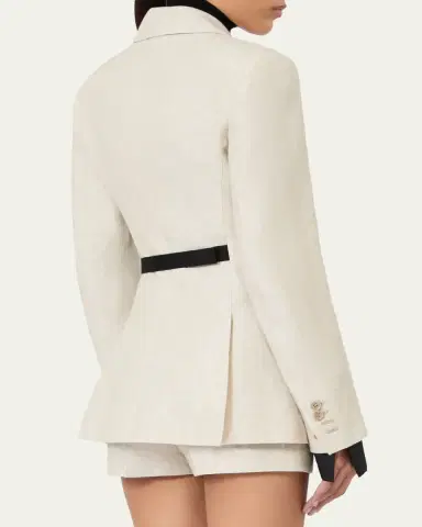 Max Mara Neutro Wrap-Front Linen Drill Blazer | Thumbnail 3 Max Mara Neutro Wrap-Front Linen Drill Blazer | Thumbnail 3