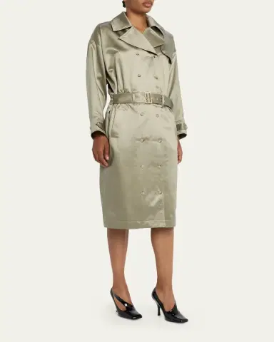 Willy Chavarria Satin Double-Breasted Midi Trench Dress | Thumbnail 4 Willy Chavarria Satin Double-Breasted Midi Trench Dress | Thumbnail 4