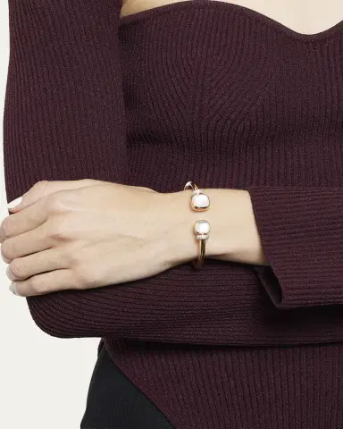 Pomellato Nudo Classic and Petit Rose Gold Bangle with White Topaz and Mother-of-Pearl, Size M | Thumbnail 2 Pomellato Nudo Classic and Petit Rose Gold Bangle with White Topaz and Mother-of-Pearl, Size M | Thumbnail 2