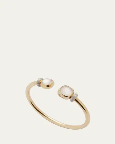 Pomellato Nudo Classic and Petit Rose Gold Bangle with White Topaz and Mother-of-Pearl, Size M | Thumbnail 4 Pomellato Nudo Classic and Petit Rose Gold Bangle with White Topaz and Mother-of-Pearl, Size M | Thumbnail 4