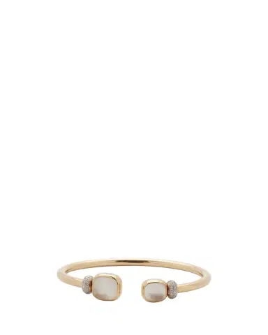 Pomellato Nudo Classic and Petit Rose Gold Bangle with White Topaz and Mother-of-Pearl, Size M | Thumbnail 1 Pomellato Nudo Classic and Petit Rose Gold Bangle with White Topaz and Mother-of-Pearl, Size M | Thumbnail 1
