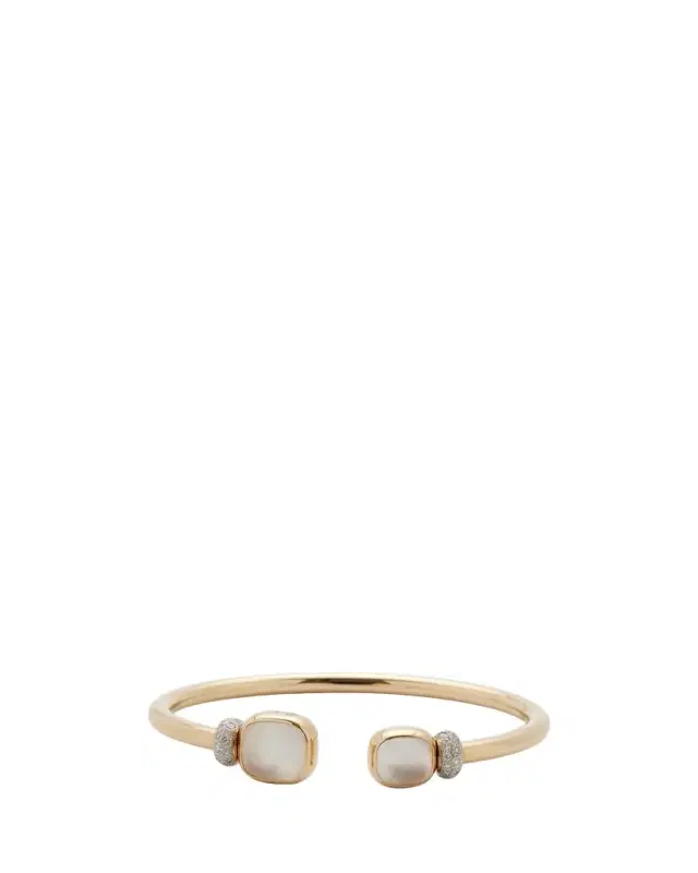 Nudo Classic and Petit Rose Gold Bangle with White Topaz and Mother-of-Pearl, Size M
