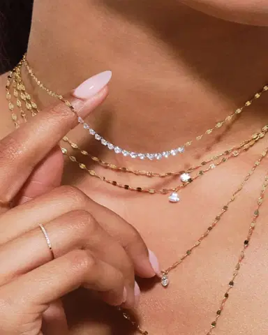 Lana 14K Gold Diamond Heart Tennis Necklace | Thumbnail 2