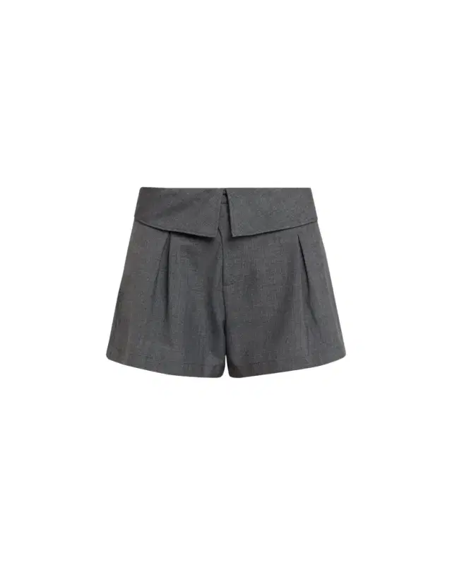 Zomer Foldover Waist Pleated A-Line Tailored Shorts