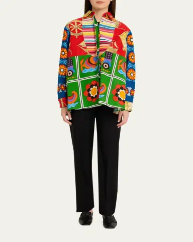 Rianna + Nina Mixed-Print Bib Button-Down Shirt | Thumbnail 2 Rianna + Nina Mixed-Print Bib Button-Down Shirt | Thumbnail 2