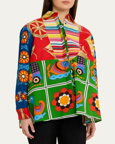 Rianna + Nina Mixed-Print Bib Button-Down Shirt | Thumbnail 4 Rianna + Nina Mixed-Print Bib Button-Down Shirt | Thumbnail 4