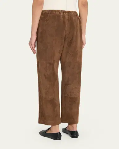 The Row Kenan Suede Straight-Lag Ankle Pull-On Pants | Thumbnail 3 The Row Kenan Suede Straight-Lag Ankle Pull-On Pants | Thumbnail 3