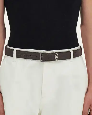 Ferragamo Men's Reversible Hammered Leather Belt | Thumbnail 2 Ferragamo Men's Reversible Hammered Leather Belt | Thumbnail 2