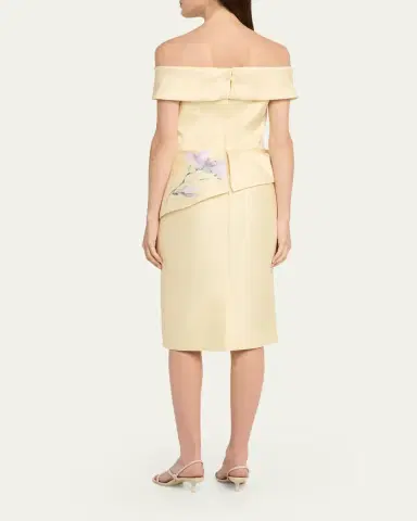 Rickie Freeman for Teri Jon Off-Shoulder Peplum Mikado Midi Dress | Thumbnail 3