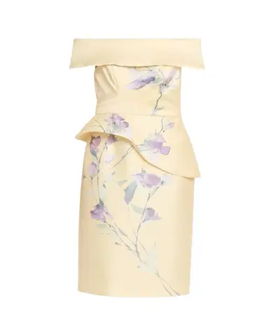 Rickie Freeman for Teri Jon Off-Shoulder Peplum Mikado Midi Dress | Thumbnail 1