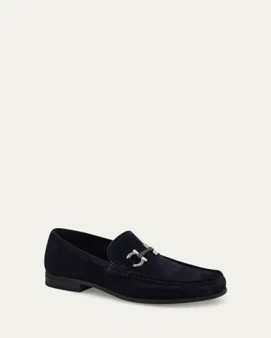 Ferragamo Men's Grandioso Suede Gancio-Bit Loafers | Thumbnail 2 Ferragamo Men's Grandioso Suede Gancio-Bit Loafers | Thumbnail 2
