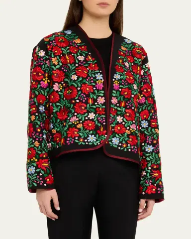 Rianna + Nina Floral Embroidered Mini Blouson Jacket | Thumbnail 4