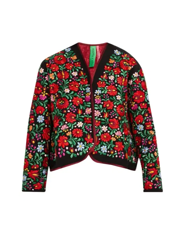 Rianna + Nina Floral Embroidered Mini Blouson Jacket