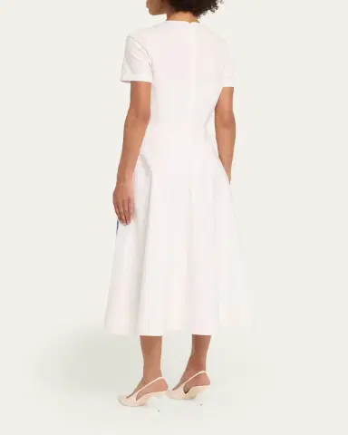 Rickie Freeman for Teri Jon Cotton Floral Print Short-Sleeve Midi Dress | Thumbnail 3