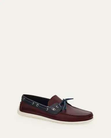 Ferragamo Men's Bahia Bicolor Leather Boat Shoes | Thumbnail 2 Ferragamo Men's Bahia Bicolor Leather Boat Shoes | Thumbnail 2