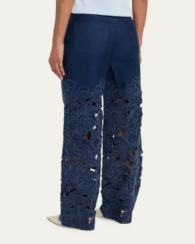 SIMKHAI Betty Embroidered Straight-Leg Jeans | Thumbnail 3 SIMKHAI Betty Embroidered Straight-Leg Jeans | Thumbnail 3