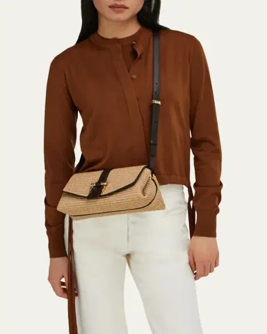 Ferragamo Leather-Trim Raffia Crossbody Bag | Thumbnail 2 Ferragamo Leather-Trim Raffia Crossbody Bag | Thumbnail 2
