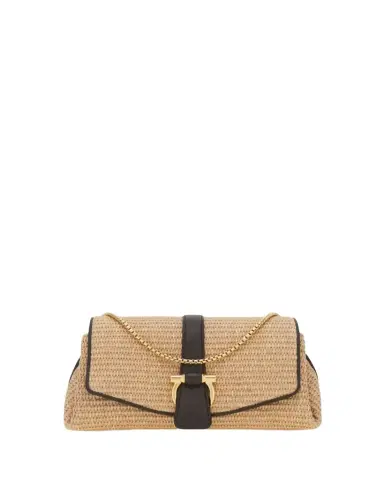 Ferragamo Leather-Trim Raffia Crossbody Bag | Thumbnail 1 Ferragamo Leather-Trim Raffia Crossbody Bag | Thumbnail 1