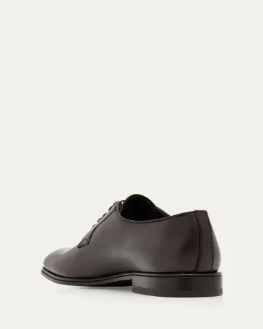 Ferragamo Men's Leather Almond-Toe Derby Shoes | Thumbnail 2