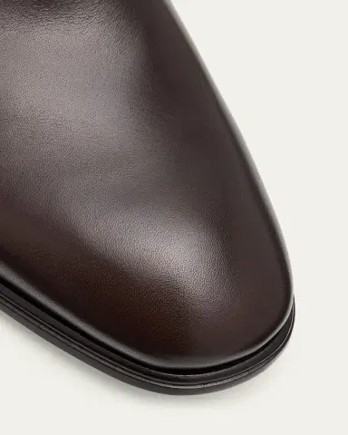 Ferragamo Men's Leather Almond-Toe Derby Shoes | Thumbnail 3