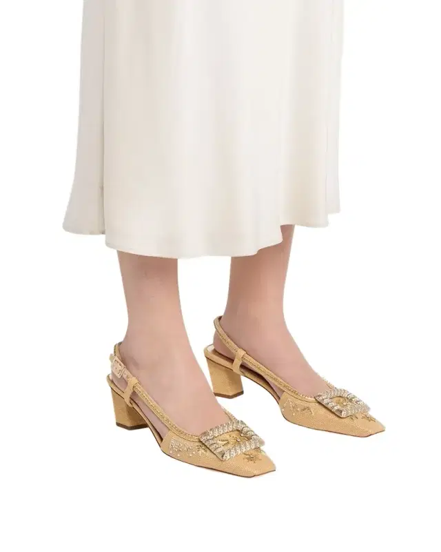 Roger Vivier 45mm Belle Vivier Embellished Canvas Slingback Pumps