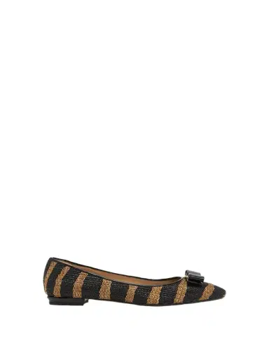 Ferragamo Varina Zebra-Printed Raffia Ballerina Flats | Thumbnail 1 Ferragamo Varina Zebra-Printed Raffia Ballerina Flats | Thumbnail 1
