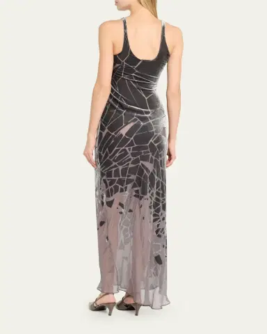 Grace Ling Cracked Velvet Burnout Bias-Cut Maxi Dress | Thumbnail 3 Grace Ling Cracked Velvet Burnout Bias-Cut Maxi Dress | Thumbnail 3