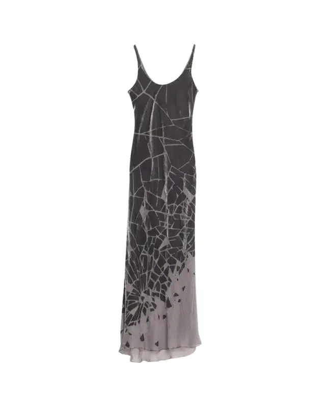 GRACE LING Cracked Velvet Burnout Bias-Cut Maxi Dress