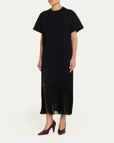 Alaïa Fringed Cotton T-Shirt | Thumbnail 4 Alaïa Fringed Cotton T-Shirt | Thumbnail 4