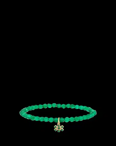 Sydney Evan 14K Small Marquise Emerald Charm on Green Onyx Bracelet | Thumbnail 2