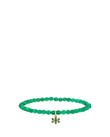 Sydney Evan 14K Small Marquise Emerald Charm on Green Onyx Bracelet | Thumbnail 1