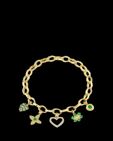 Sydney Evan 14K Diamond and Emerald Multi Charm Bracelet | Thumbnail 2 Sydney Evan 14K Diamond and Emerald Multi Charm Bracelet | Thumbnail 2