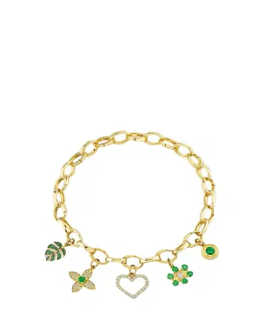 Sydney Evan 14K Diamond and Emerald Multi Charm Bracelet | Thumbnail 1 Sydney Evan 14K Diamond and Emerald Multi Charm Bracelet | Thumbnail 1