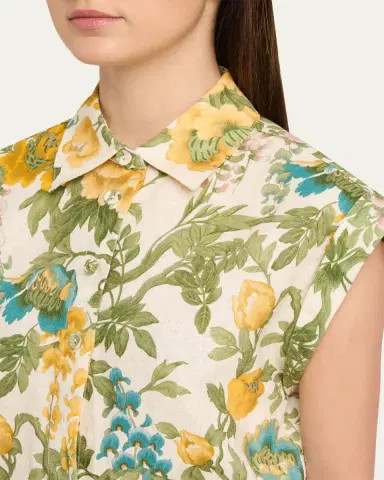 Cara Cara Octavia Floral Linen Top | Thumbnail 5