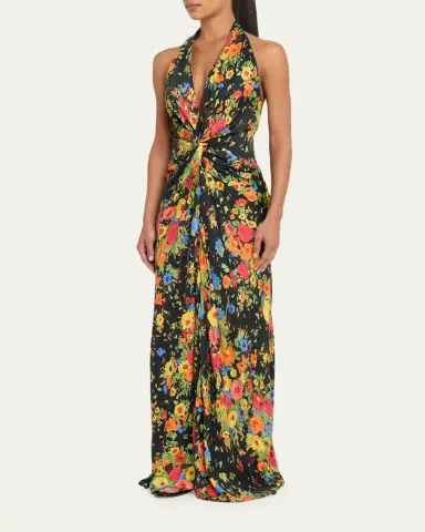 A.L.C. Mabel Floral Halter Gown | Thumbnail 4 A.L.C. Mabel Floral Halter Gown | Thumbnail 4