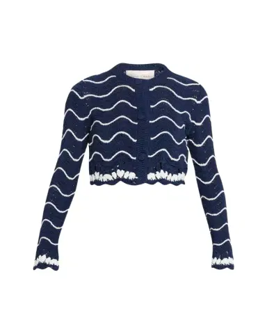 Cara Cara Louise Shrunken Cotton Crochet Cardigan | Thumbnail 1
