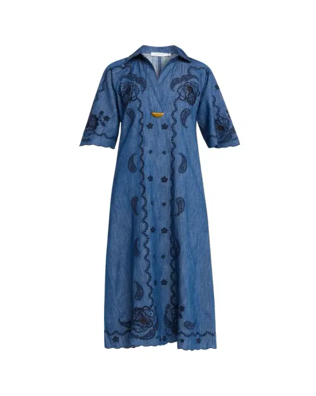 Aster Embroidered Midi Dress
