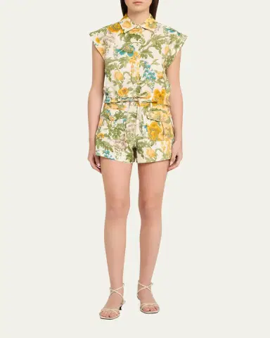 Cara Cara Xenia Floral Linen Shorts | Thumbnail 2