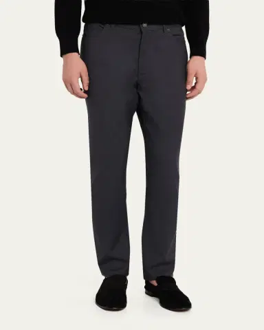 Zegna Men's Wool Straight Leg Five-Pocket Pants | Thumbnail 4 Zegna Men's Wool Straight Leg Five-Pocket Pants | Thumbnail 4