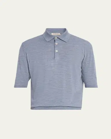 Fioroni Men's Fine-Knit Melange Wool Polo Shirt | Thumbnail 6 Fioroni Men's Fine-Knit Melange Wool Polo Shirt | Thumbnail 6