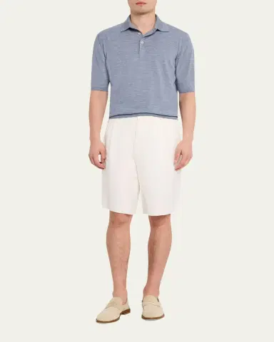 Fioroni Men's Fine-Knit Melange Wool Polo Shirt | Thumbnail 7 Fioroni Men's Fine-Knit Melange Wool Polo Shirt | Thumbnail 7
