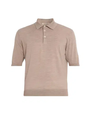 Fioroni Men's Fine-Knit Melange Wool Polo Shirt | Thumbnail 1 Fioroni Men's Fine-Knit Melange Wool Polo Shirt | Thumbnail 1