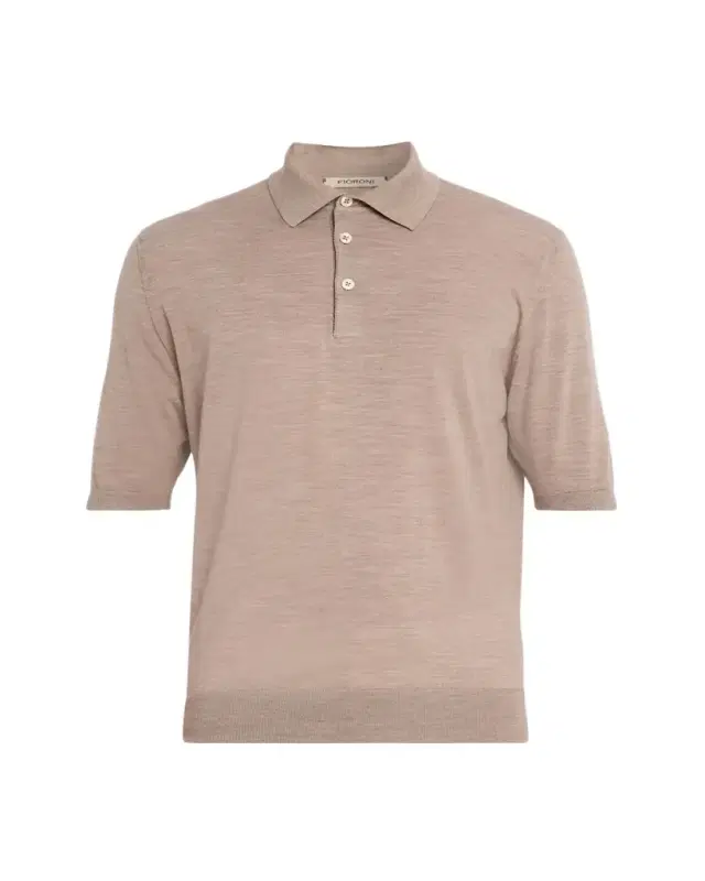 Men's Fine-Knit Melange Wool Polo Shirt